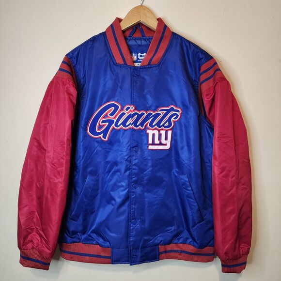 New York Giants Jacket Varsity Satin Bomber Coat Mens Medium Embroidered Logo - Picture 11 of 11